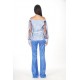 Boat tunic with organza puff sleeves
