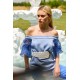 Boat tunic with organza puff sleeves
