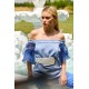 Boat tunic with organza puff sleeves