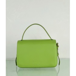 Borsa in vera pelle con patta color verde mela