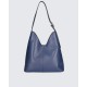 Bora a sacco blu in vera pelle