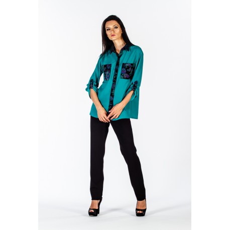 Camicia verde con dettagli jacquard