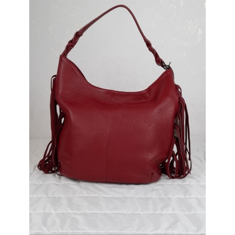 Leather bag with side fringes