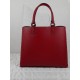 Red leather bag with side stitching