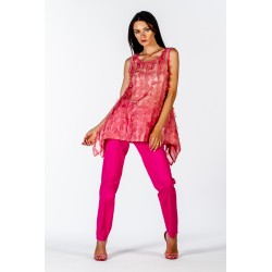 Pink silk top with petals