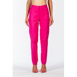 Pantalone classico fucsia in cotone elasticizzato
