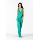 Sleeveless green jersey jumpsuit