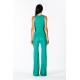 Sleeveless green jersey jumpsuit