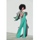 Sleeveless green jersey jumpsuit