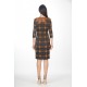 Checkered dress with feathers on the neck