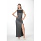 Long lurex dress without sleeves