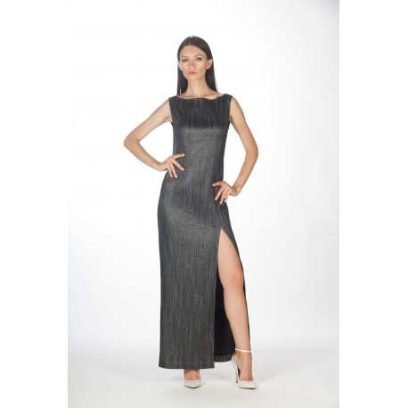 Long lurex dress without sleeves
